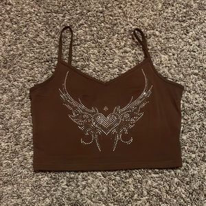 SHEIN Rhinestone Heart Cropped Tank